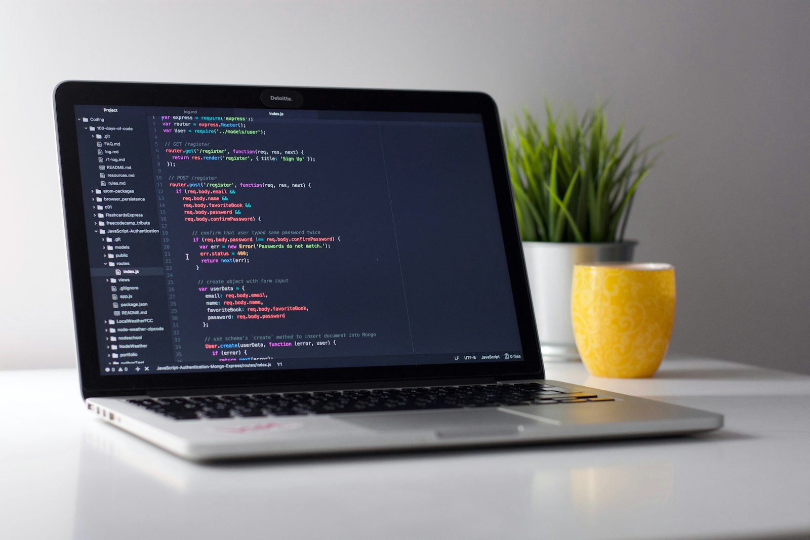 Code and tooling on a development laptop