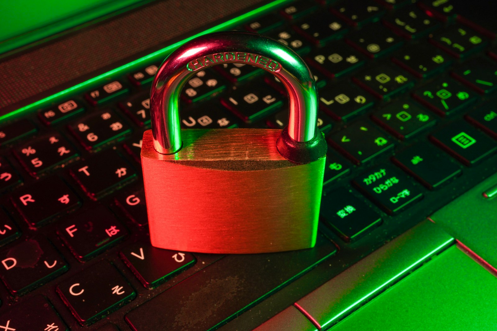 Padlock on a backlit keyboard